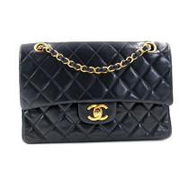 Chanel Klassische Kleine Schwarzes Leder