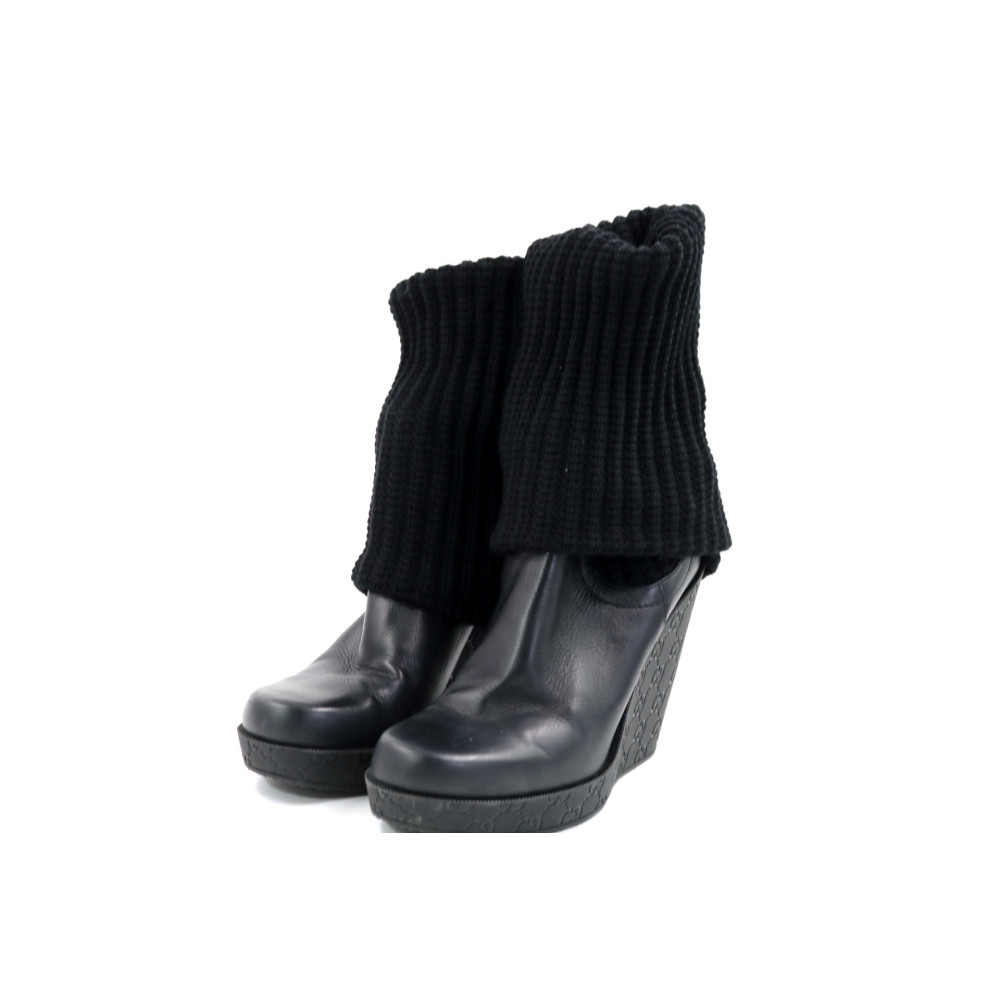 Gucci Stivali Pelle e Lana Nera