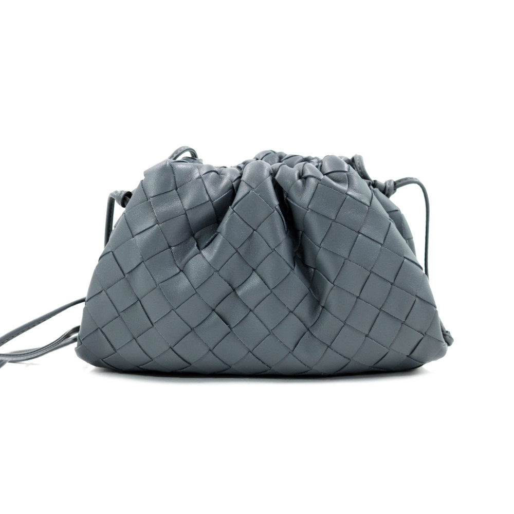 Bottega Veneta Pouch Mini Pelle Intrecciata Grigia