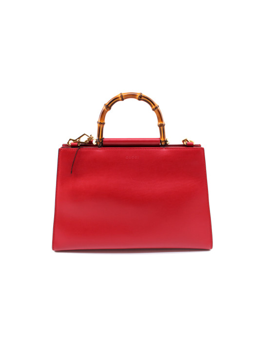 Gucci Shopping Bamboo Pelle Rosso