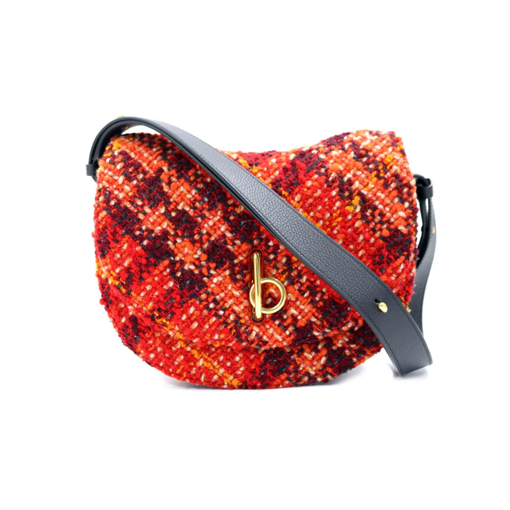 Burberry Rocking Horse Tweed Misto Lana Arancione Rosso