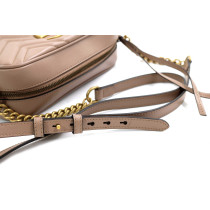 Gucci Camera Bag GG Marmont Misura Piccola Pelle Beige Rosato