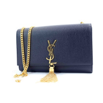 Saint Laurent Kate Medium Tassel con Nappina Pelle Grain De Poudre Nera