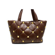 Valentino Roman Stud Shopping Pelle Marrone