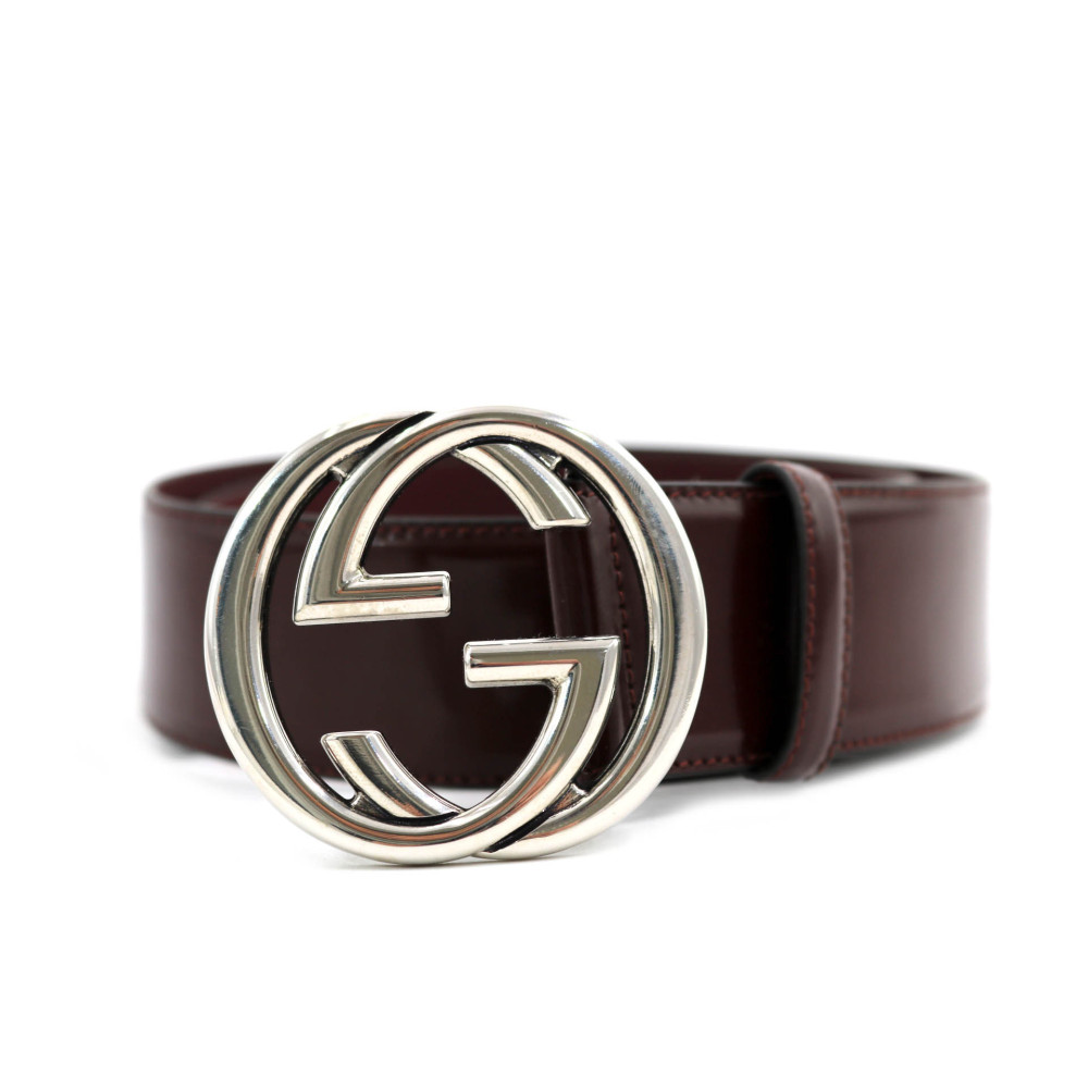 Gucci Cintura Pelle Lucida Bordeaux
