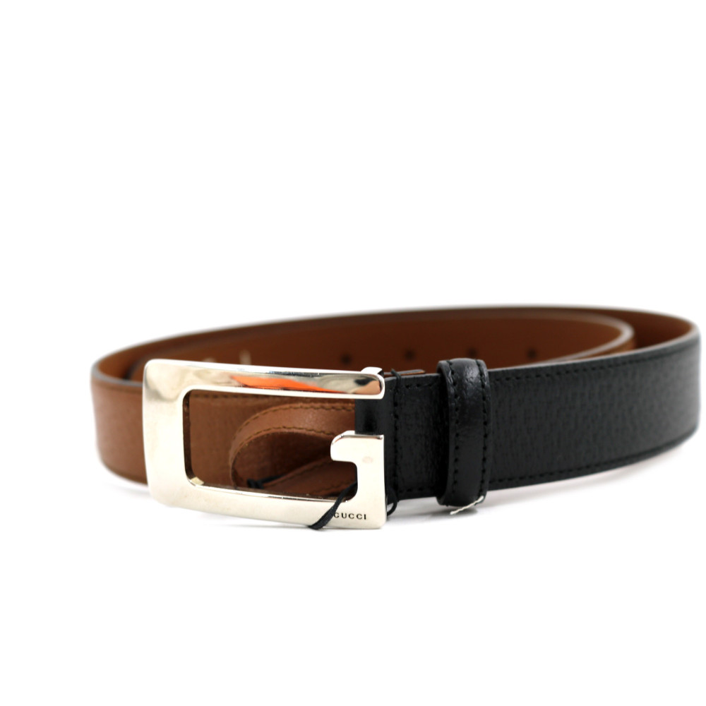 Gucci Cintura Bicolor Pelle Marrone e Oro