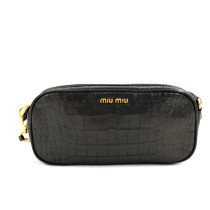 Miu Miu Tracollina Pelle Stampa Cocco Nera