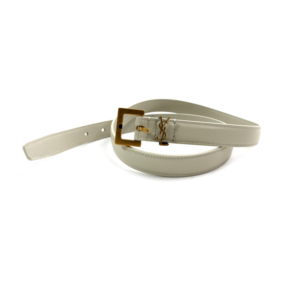 Saint Laurent Cintura Cassandre Pelle Blanc Vintage