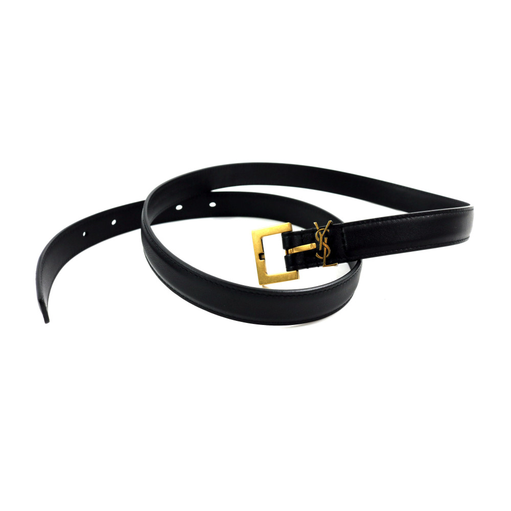 Saint Laurent Cintura Cassandre Pelle Nera