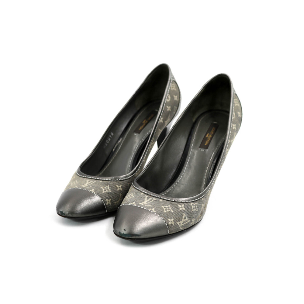 Louis Vuitton Décolleté Pelle e Tessuto Grigio Argento