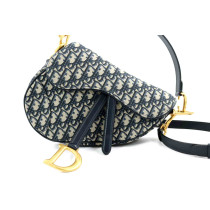 Dior Saddle MM Tela Jaquard Oblique Blu