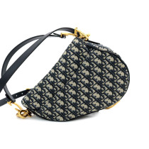 Dior Saddle MM Tela Jaquard Oblique Blu