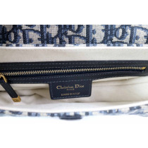 Dior Saddle MM Tela Jaquard Oblique Blu