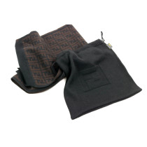 Fendi Sciarpa Zucca Lana Marrone e Nero
