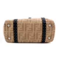 Fendi Linda Selleria Tessuto Jacquard e Cuoio Romano Beige e Nero