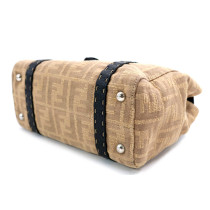 Fendi Linda Selleria Tessuto Jacquard e Cuoio Romano Beige e Nero