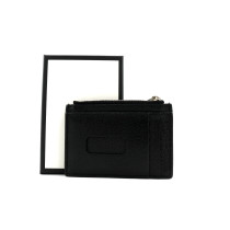 Gucci Portacarte Tela Blu e Pelle Nera