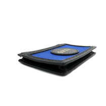 Gucci Portacarte Tela Blu e Pelle Nera