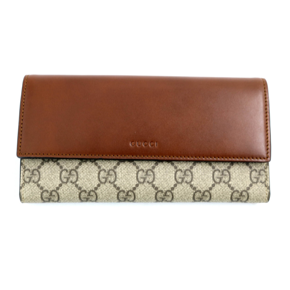 Gucci Portafoglio GG Beige e Pelle Marrone
