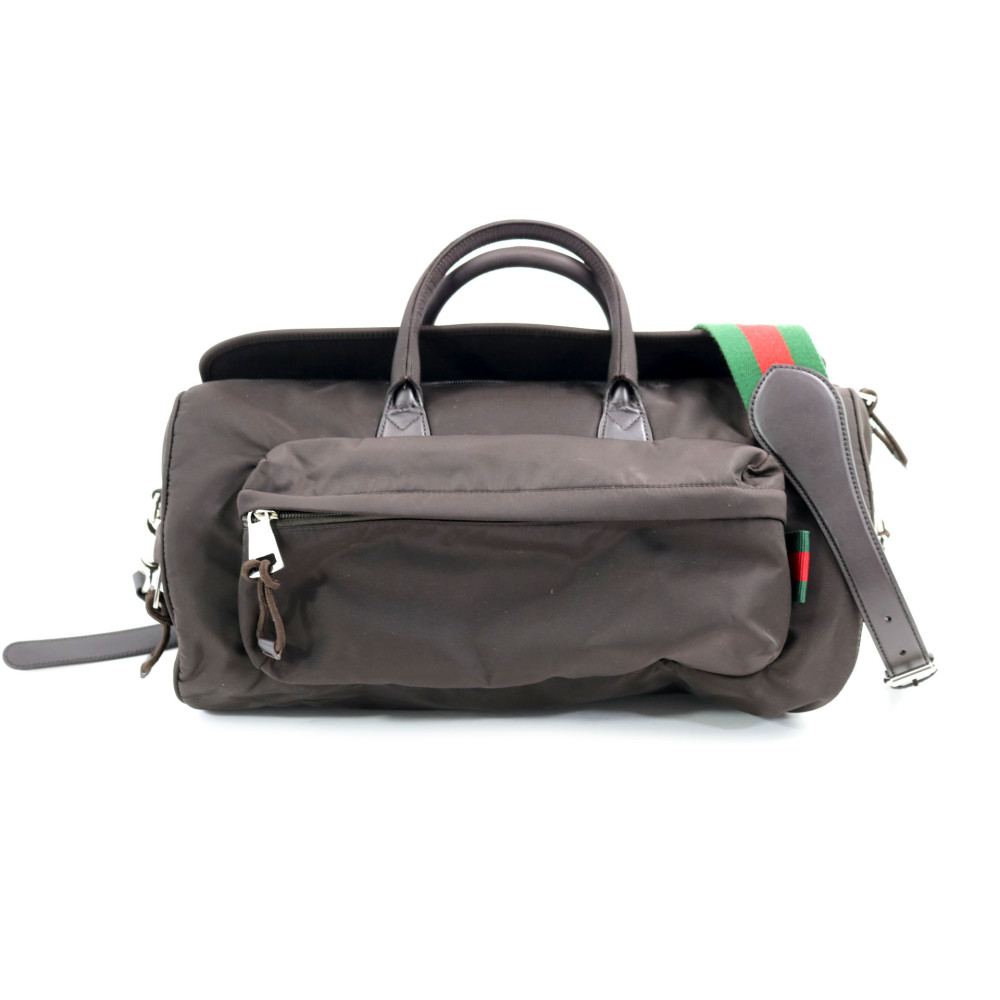 Gucci Borsone Tessuto Marrone