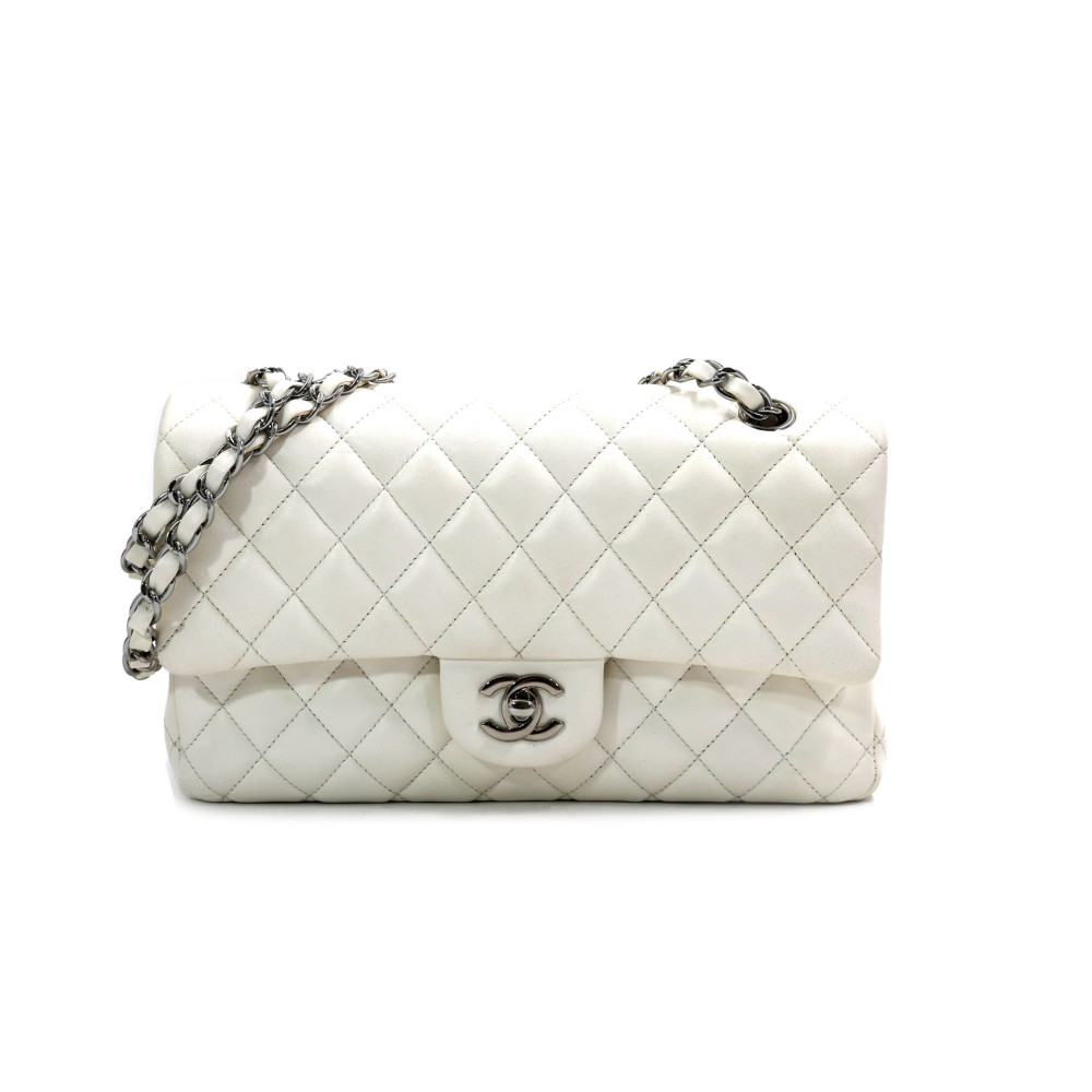 Chanel Classica Media Pelle Bianca