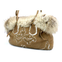 Prada Shopping Scamosciato e Pelliccia Marrone