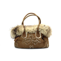 Prada Shopping Scamosciato e Pelliccia Marrone