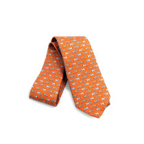 Hermes Cravatta Horse Robot Seta Arancio