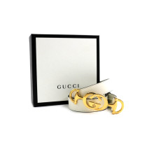 Gucci Cintura Horsebit Interlocking Pelle Bianca
