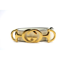 Gucci Cintura Horsebit Interlocking Pelle Bianca