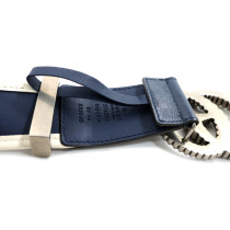 Gucci Cintura Pelle Blu e Bianca