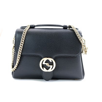 Gucci Interlocking Tracolla Pelle Martellata Nera