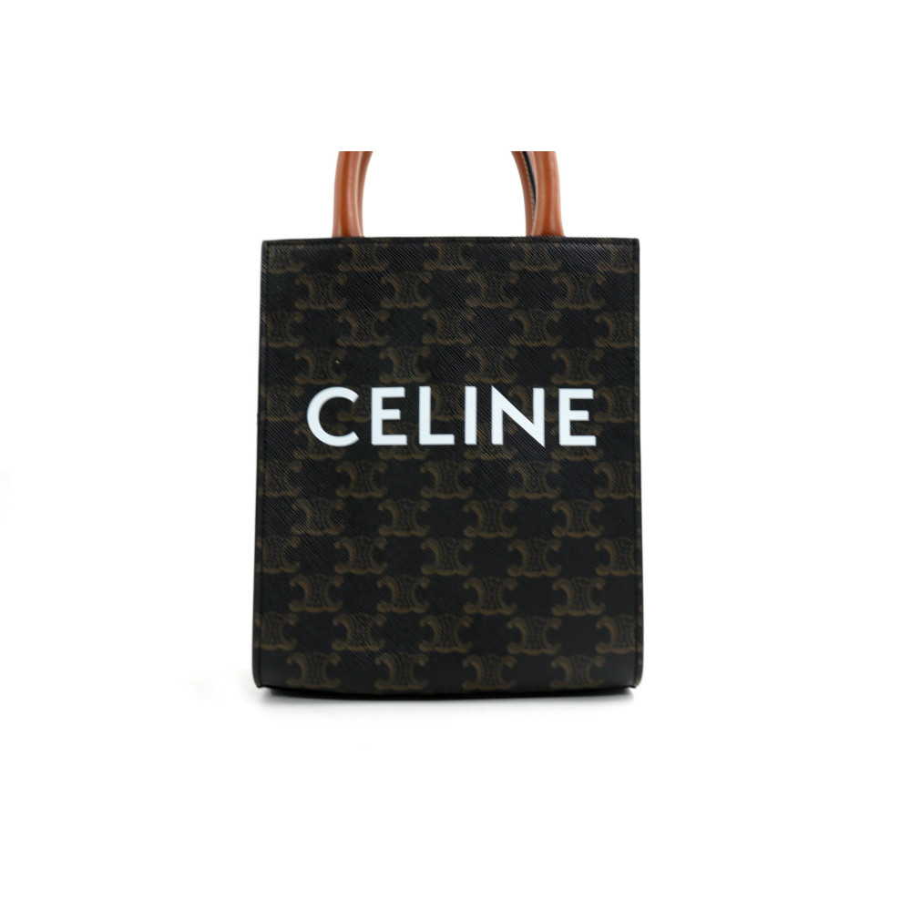 Celine Cabas Mini Vertical Tela Marrone