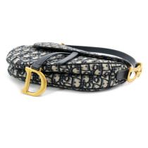Dior Saddle Tela Jaquard Oblique Blu con Tracolla