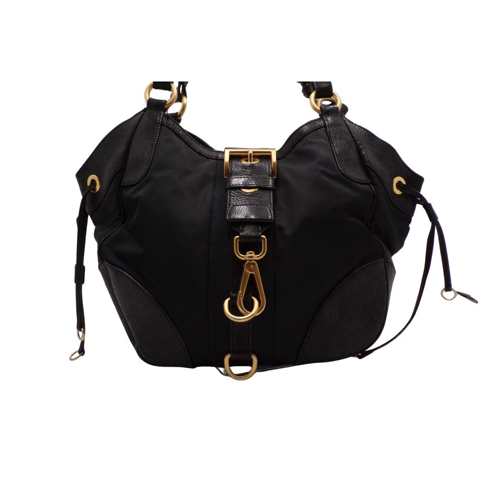 Prada Shopping Bag Pelle e Tessuto Nero