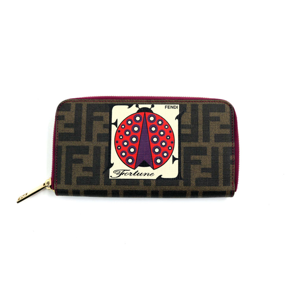 Fendi Portafoglio Fortune Tela Marrone