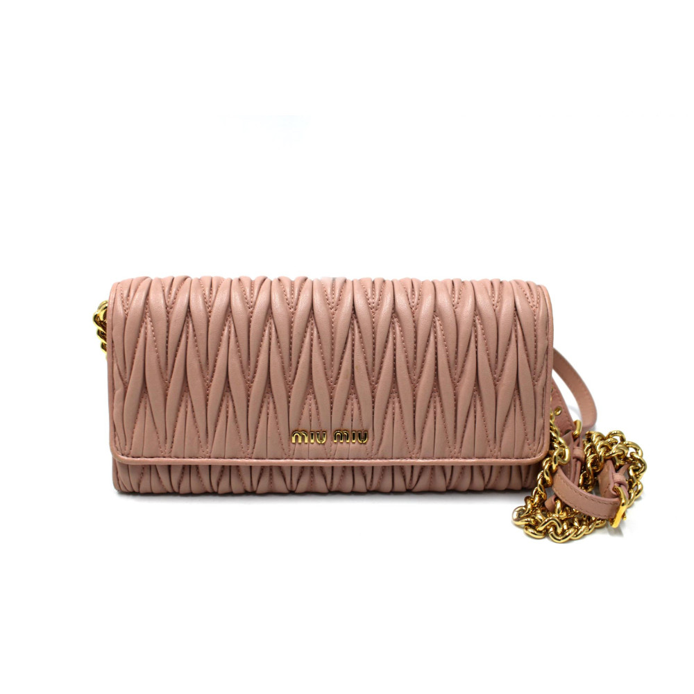 Miu Miu Pochette Gauffre Pelle Rosa Cipria