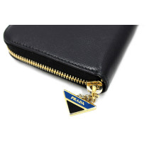 Prada Portafoglio Zippy Pelle Nera e Blu
