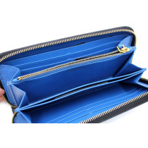 Prada Portafoglio Zippy Pelle Nera e Blu