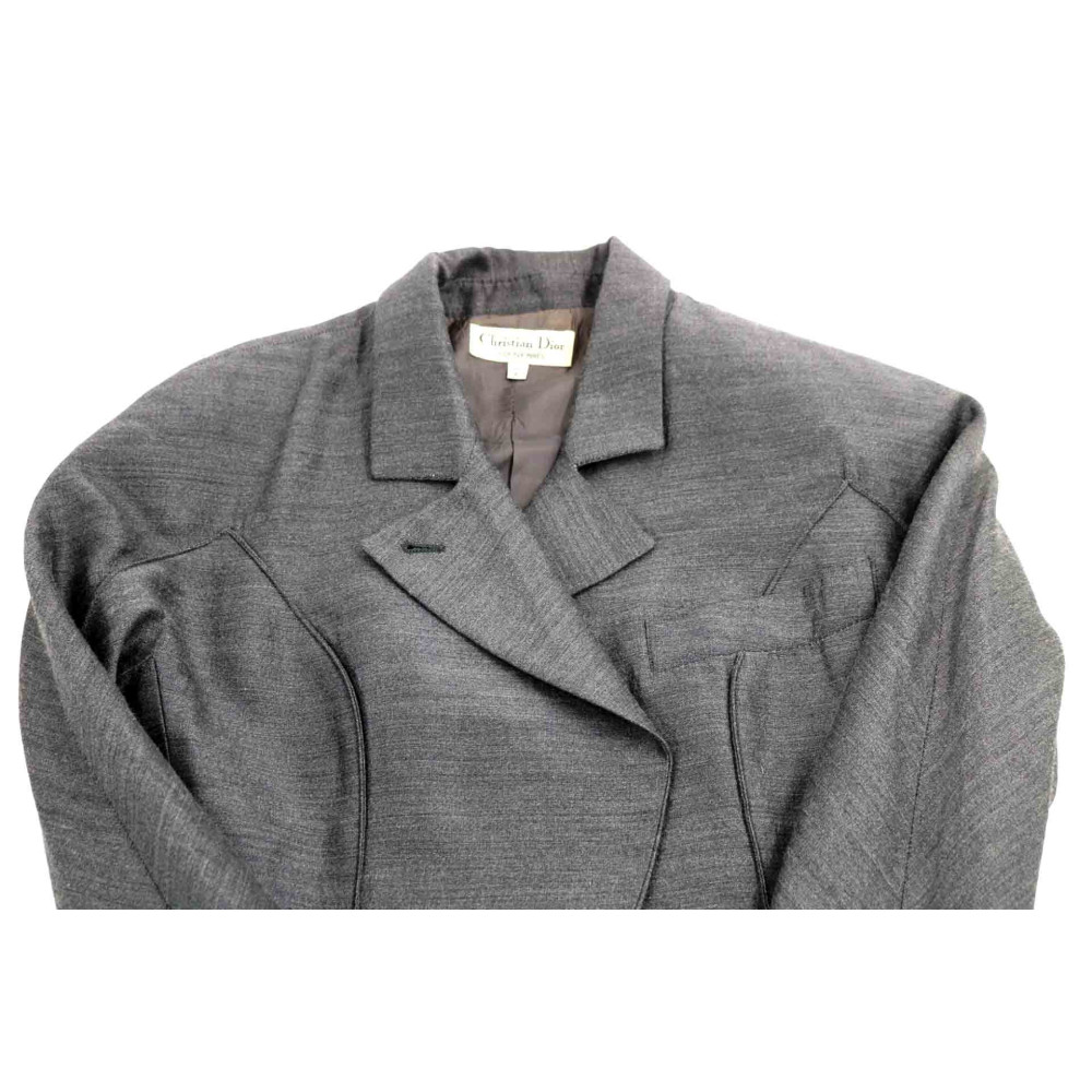 Dior Tailleur Giacca e Gonna Lana e Seta Grigia