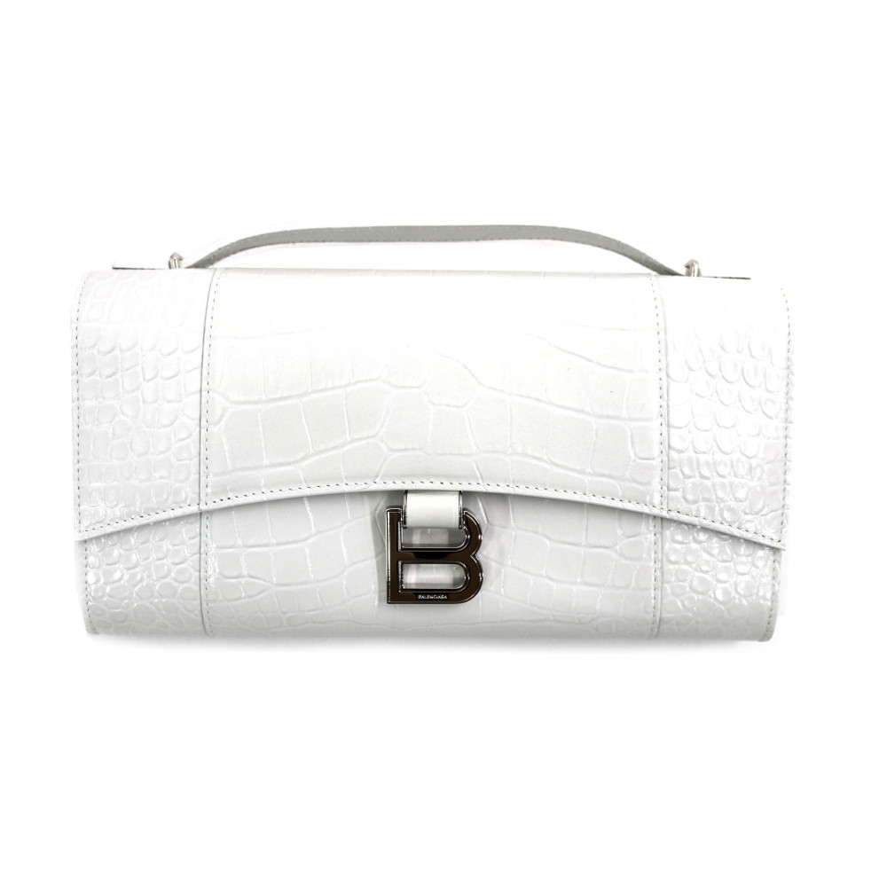 Balenciaga HourGlass Pochette Pelle Bianca