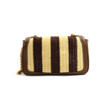 Fendi Baguette Chain Mini Rafia Marrone