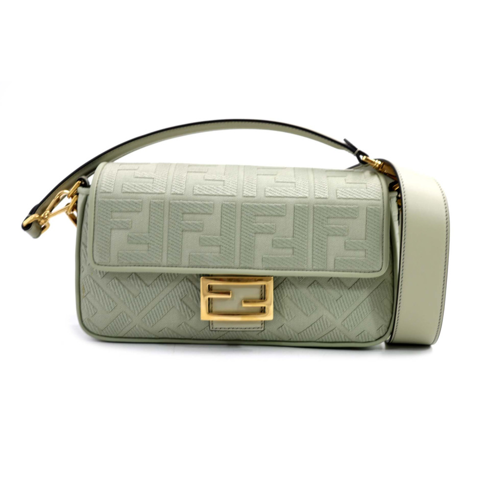 Fendi Baguette Tela Verde Acqua