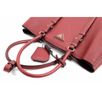 Prada Double Pelle Saffiano Rossa