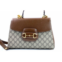 Gucci Horsebit 1955 Media Top Handle Bag GG Beige