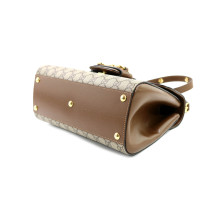 Gucci Horsebit 1955 Media Top Handle Bag GG Beige