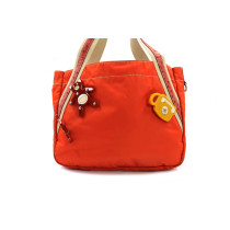 Prada Shopping Tela Vela e Struzzo Arancio