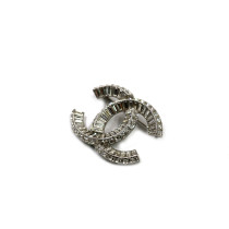 Chanel Spilla Metallo e Cristalli Argento