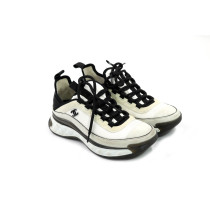 Chanel Sneakers Velvet Calf Skin Tela Bianco e Nero