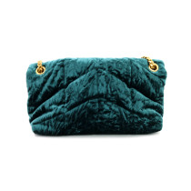 Saint Laurent Puffer Velluto Verde Petrolio